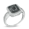 Thumbnail Image 1 of 1/2 CT. T.W. Enhanced Black and White Composite Diamond Double Rectangle Frame Ring in Sterling Silver