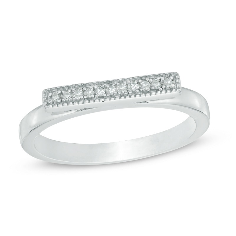 Diamond Accent Bar Ring in Sterling Silver
