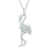 Thumbnail Image 1 of Diamond Accent Polished Flamingo Pendant in Sterling Silver