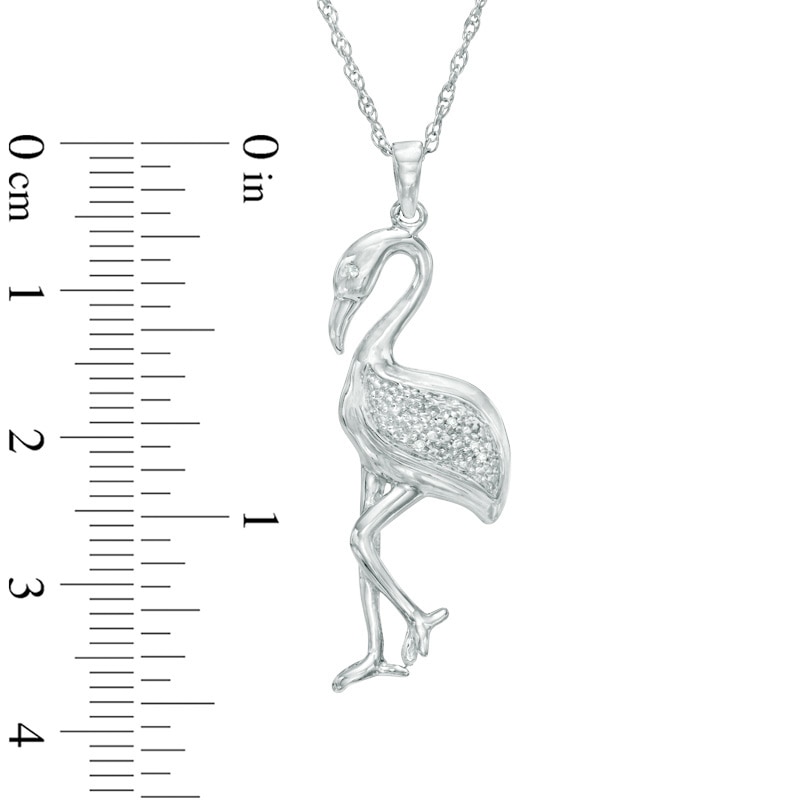 Diamond Accent Flamingo Pendant in Sterling Silver