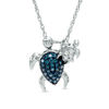 Thumbnail Image 0 of 1/4 CT. T.W. Enhanced Blue and White Diamond Motherly Love Turtle Pendant in Sterling Silver