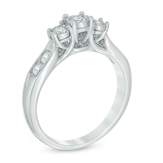 1/2 CT. T.w. Diamond Past Present FutureÂ® Engagement Ring in 10K White Gold