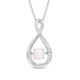 Unstoppable Love™ 4.5mm Lab-Created Opal and White Sapphire Infinity Pendant in Sterling Silver