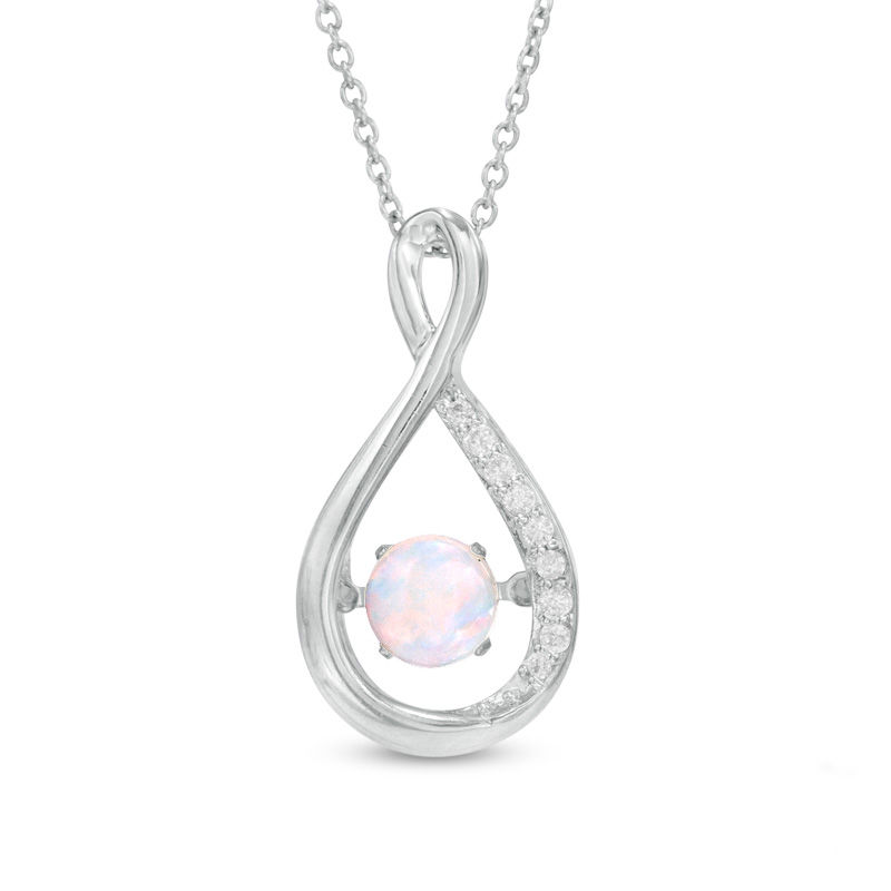 4.5mm Lab-Created Opal and White Sapphire Infinity Pendant in Sterling Silver