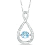 Thumbnail Image 1 of 4.5mm Swiss Blue Topaz and Lab-Created White Sapphire Infinity Pendant in Sterling Silver