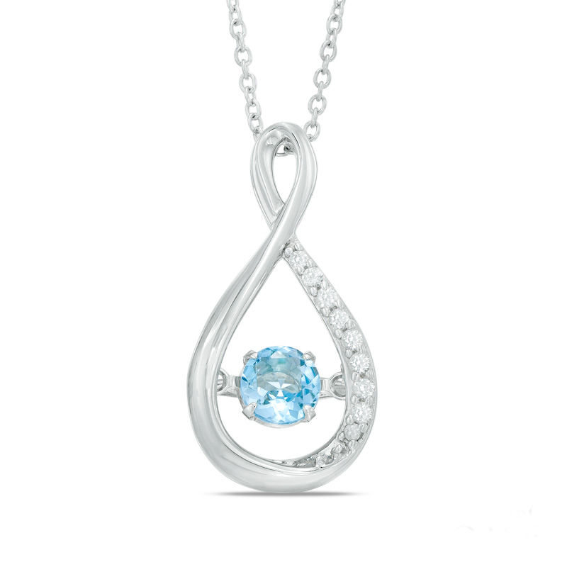 4.5mm Swiss Blue Topaz and Lab-Created White Sapphire Infinity