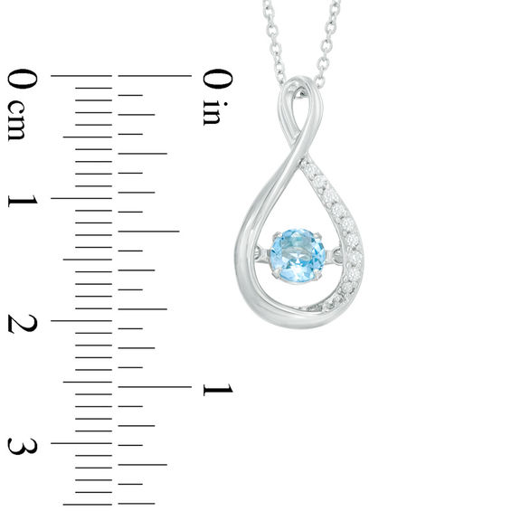 4.5mm Swiss Blue Topaz and Lab-Created White Sapphire Infinity Pendant in Sterling Silver