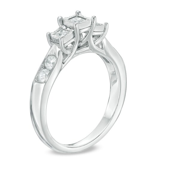 1/2 CT. T.w. Princess-Cut Diamond Past Present FutureÂ® Engagement Ring in 10K White Gold