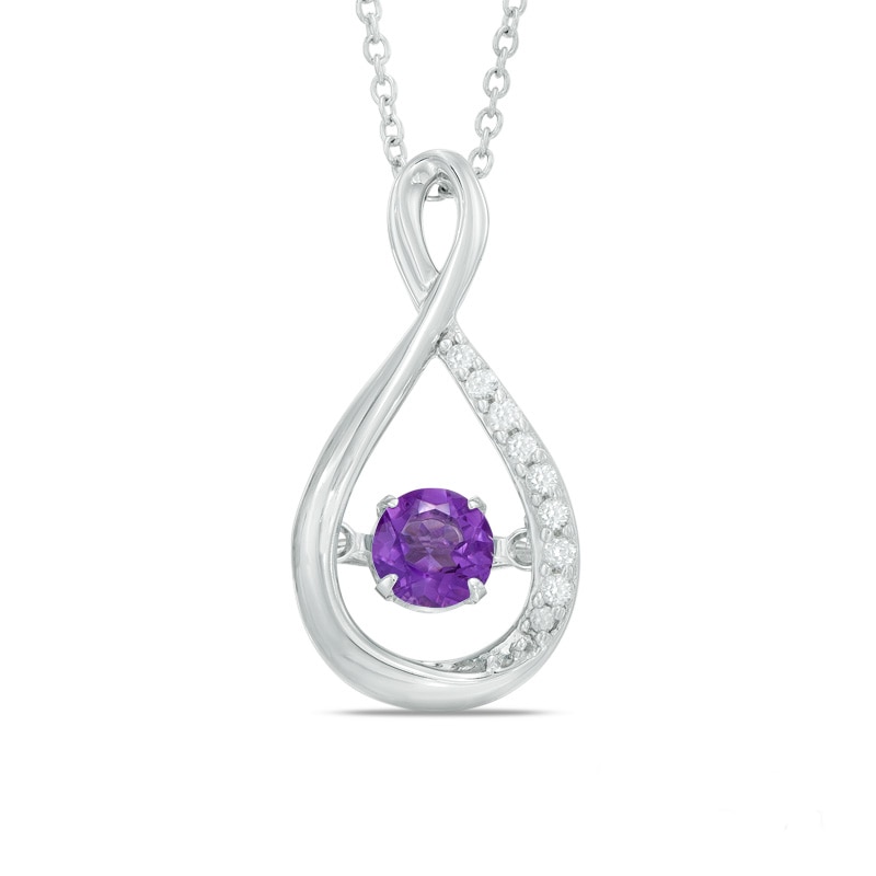 Main Image 1 of 4.5mm Amethyst and Lab-Created White Sapphire Infinity Pendant in Sterling Silver