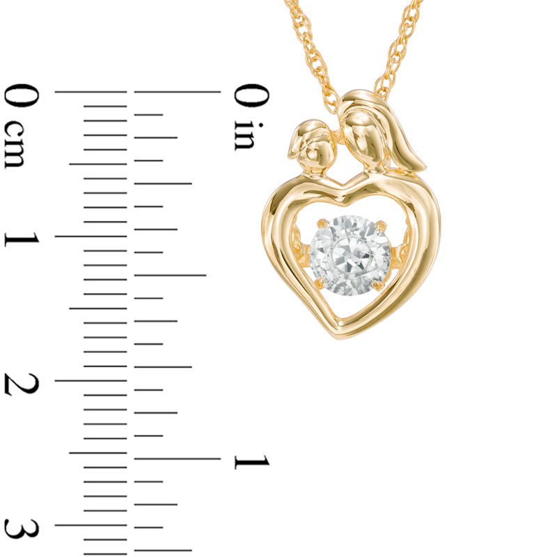 Main Image 2 of 5.5mm Lab-Created White Sapphire Motherly Love Pendant in Sterling Silver with 14K Gold Plate