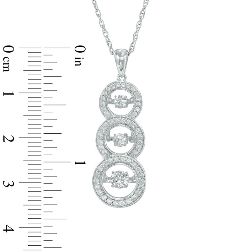 Main Image 2 of Lab-Created White Sapphire Linear Three Stone Pendant in Sterling Silver