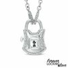 Thumbnail Image 0 of Forever Locking Love™ 1/10 CT. T.W. Diamond Lock Necklace in Sterling Silver