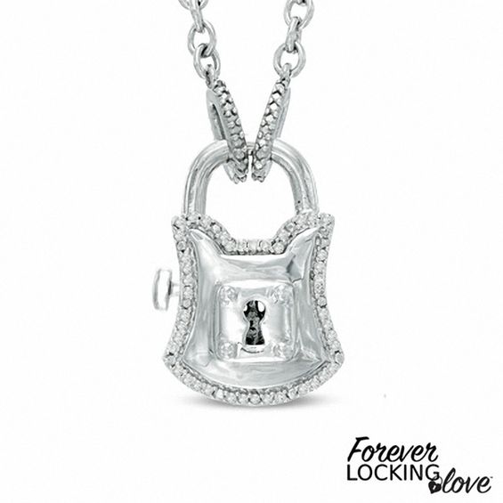 Forever Locking Loveâ¢ 1/10 CT. T.w. Diamond Lock Necklace in Sterling Silver