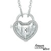 Thumbnail Image 1 of Forever Locking Love™ 1/10 CT. T.W. Diamond Heart-Shaped Lock Necklace in Sterling Silver