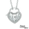 Thumbnail Image 0 of Forever Locking Love™ 1/10 CT. T.W. Diamond Heart-Shaped Lock Necklace in Sterling Silver