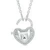 Thumbnail Image 2 of Forever Locking Love™ 1/10 CT. T.W. Diamond Heart-Shaped Lock Necklace in Sterling Silver