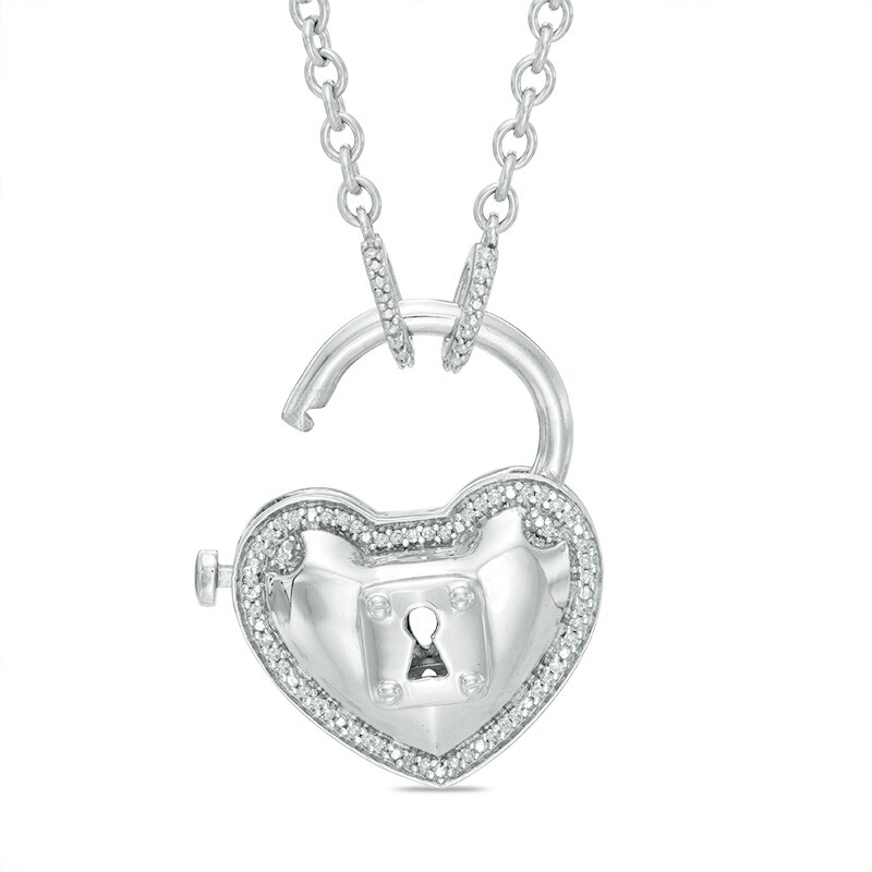 Tiffany & Co Silver Diamond Locks Padlock Necklace Pendant 18 in Chain Gift Love