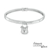 Thumbnail Image 1 of Forever Locking Love™ 1/20 CT. T.W. Diamond Padlock Charm Bangle in Sterling Silver