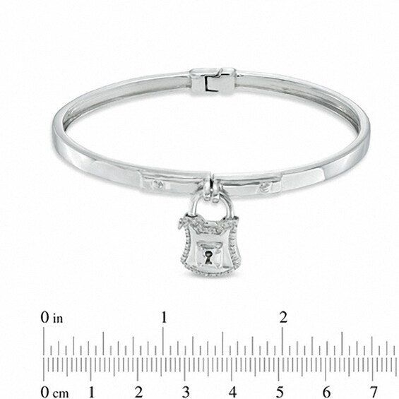Forever Locking Loveâ¢ 1/20 CT. T.w. Diamond Padlock Charm Bangle in Sterling Silver