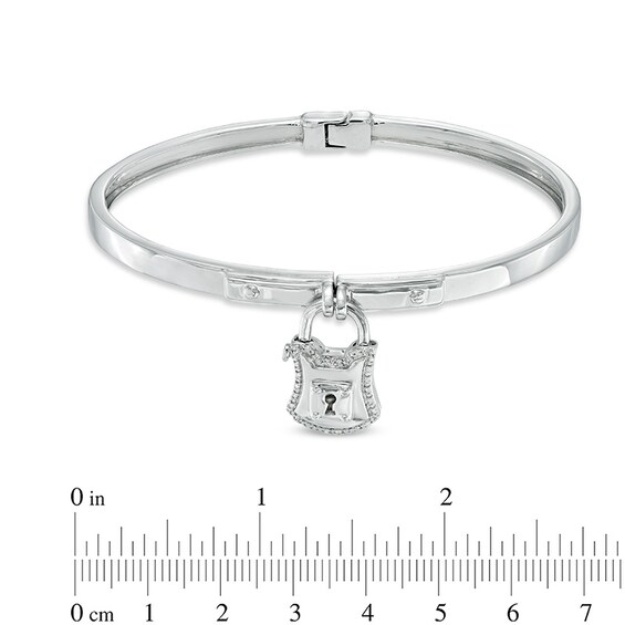 Forever Locking Loveâ¢ 1/20 CT. T.w. Diamond Padlock Charm Bangle in Sterling Silver