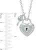 Thumbnail Image 2 of Forever Locking Love™ 1/20 CT. T.W. Diamond Heart-Shaped Lock Necklace with Key Charm in Sterling Silver - 32"