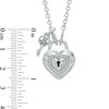 Thumbnail Image 3 of Forever Locking Love™ 1/20 CT. T.W. Diamond Heart-Shaped Lock Necklace with Key Charm in Sterling Silver - 32"
