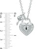 Thumbnail Image 2 of Forever Locking Love™ 1/20 CT. T.W. Diamond Heart-Shaped Lock Necklace with Key Charm in Sterling Silver - 32"