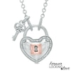 Forever Locking Love™ 1/10 CT. T.W. Diamond Heart-Shaped Lock Necklace with Key Charm in Sterling Silver
