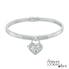 Thumbnail Image 0 of Forever Locking Love™ 1/6 CT. T.W. Diamond Heart-Shaped Lock Charm Bangle in Sterling Silver