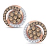 Thumbnail Image 0 of 1/3 CT. T.W. Composite Champagne and White Diamond Swirl Stud Earrings in 10K Rose Gold