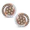 Thumbnail Image 1 of 1/3 CT. T.W. Composite Champagne and White Diamond Swirl Stud Earrings in 10K Rose Gold