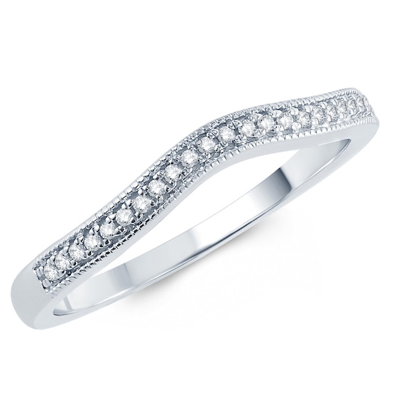 1/6 cttw Pave Diamond Wedding Band in 10K White Gold