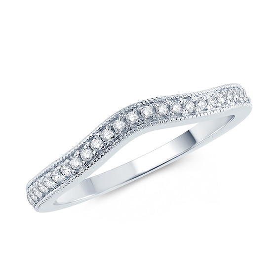 1/6 CT. T.w. Diamond Vintage-Style Contour Wedding Band in 10K White Gold