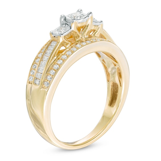 1/2 CT. T.W. Diamond Past Present Future® Engagement Ring in 10K Gold ...