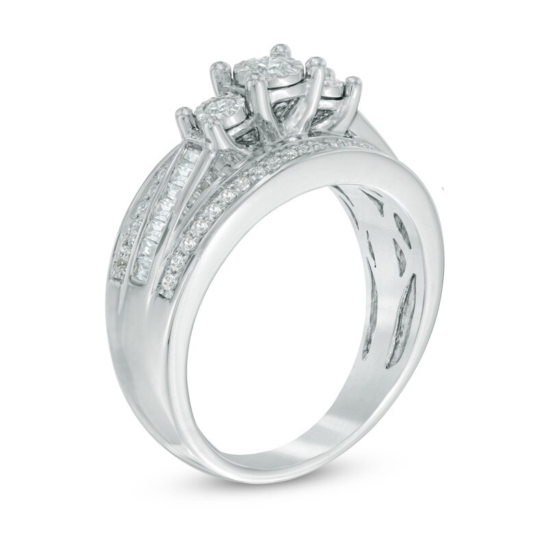 Main Image 2 of 1/2 CT. T.W. Diamond Past Present Future® Engagement Ring in 10K White Gold