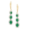 Thumbnail Image 0 of Oval Lab-Created Emerald and Diamond Accent Linear Three Stone Earrings in Sterling Silver with 14K Gold Plate