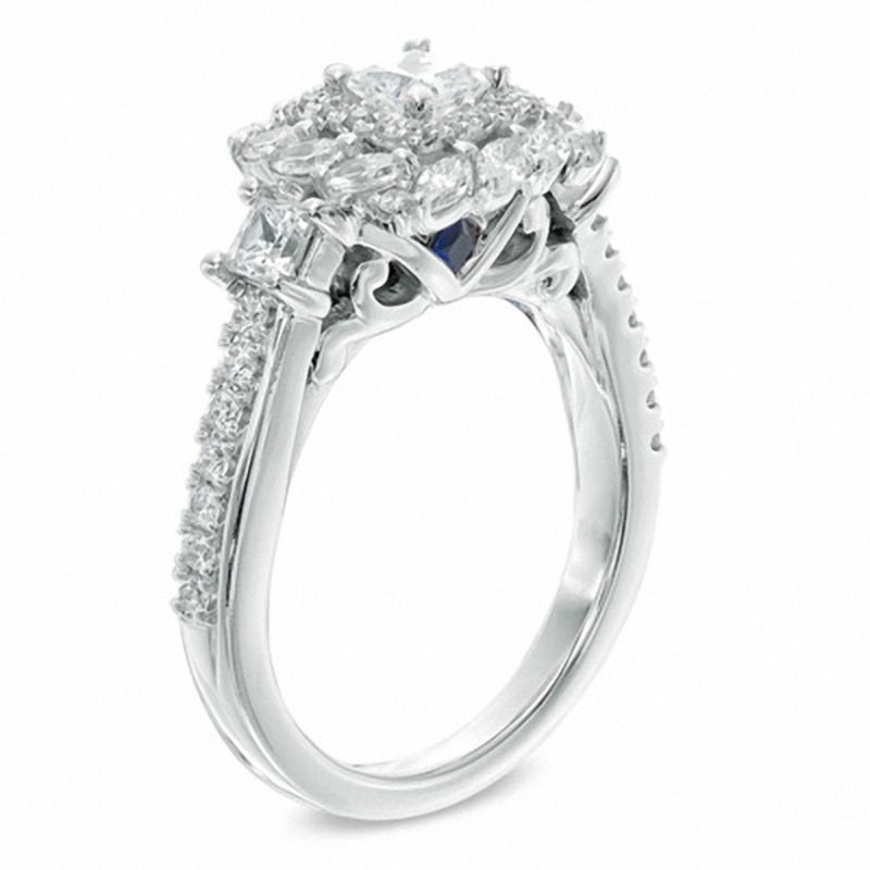 Vera Wang Love Collection 1-1/5 CT. T.W. Princess-Cut Diamond Three Stone Engagement Ring in 14K White Gold