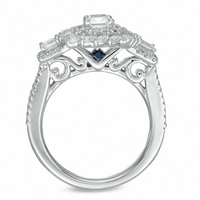 Main Image 3 of Vera Wang Love Collection 1-1/5 CT. T.W. Princess-Cut Diamond Three Stone Engagement Ring in 14K White Gold