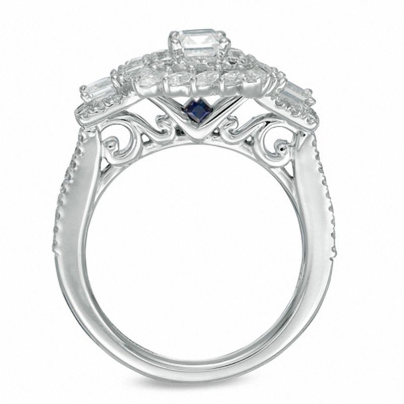 Vera Wang Love Collection 1-1/5 CT. T.W. Princess-Cut Diamond Three Stone Engagement Ring in 14K White Gold