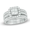 Thumbnail Image 1 of 1-1/2 CT. T.W. Quad Princess-Cut Diamond Frame Bridal Set in 14K White Gold