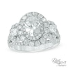 Thumbnail Image 0 of 2-1/2 CT. T.W. Certified Oval Diamond Past Present Future® Frame Engagement Ring in 14K White Gold (I/I1)