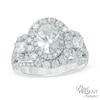 Thumbnail Image 1 of 2-1/2 CT. T.W. Certified Oval Diamond Past Present Future® Frame Engagement Ring in 14K White Gold (I/I1)