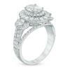 Thumbnail Image 1 of 2-1/2 CT. T.W. Certified Oval Diamond Past Present Future® Frame Engagement Ring in 14K White Gold (I/I1)