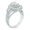 Thumbnail Image 2 of 2-1/2 CT. T.W. Certified Oval Diamond Past Present Future® Frame Engagement Ring in 14K White Gold (I/I1)