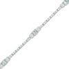 Thumbnail Image 1 of Cushion-Cut Aquamarine and Lab-Created White Sapphire Bracelet in Sterling Silver - 7.25"
