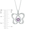 Thumbnail Image 2 of Rose de France Amethyst and Lab-Created White Sapphire Butterfly Pendant in Sterling Silver