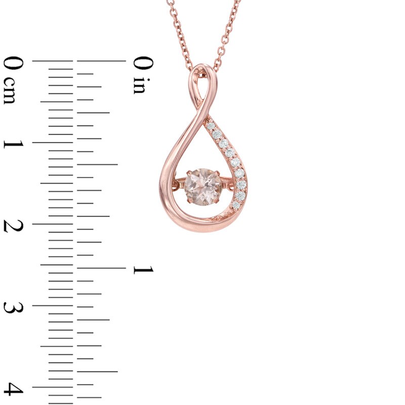 Main Image 2 of Morganite and Lab-Created White Sapphire Pendant in Sterling Silver and 14K Rose Gold Plate