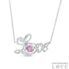 Unstoppable Love™ 5.0mm Lab-Created Pink Sapphire "Love" Necklace in Sterling Silver - 17"