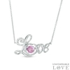 Thumbnail Image 1 of 5.0mm Lab-Created Pink Sapphire "Love" Necklace in Sterling Silver - 17"