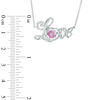 Thumbnail Image 2 of 5.0mm Lab-Created Pink Sapphire "Love" Necklace in Sterling Silver - 17"